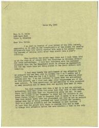 ["Mrs. E. F. Brite wrote to Representative George B. Schwabe on March 19, 1945, expressing concern about 18-year-old boys being sent into active service with only a few months of training. Schwabe responded on March 24, 1945, explaining that he has raised this issue with the Committee on Military Affairs but has been unsuccessful in changing the policy. He expresses his own disagreement with the authorities and the lack of control the legislative group has over military decisions. Schwabe urges people to realize the seriousness of the situation and calls for change before the next election."]