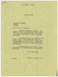 ["Mr. and Mrs. Hassell wrote a letter to George B. Schwabe requesting at least a year's training for 18-year-old boys before they go to sea. Schwabe acknowledges their letter and states that he is working to correct the situation. He sends them a copy of the Congressional Record and encourages them to write to him about any other issues they are interested in."]