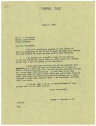 ["The document is a letter from George B. Schwabe, M.C. to Mr. V.A. Kingsbury acknowledging receipt of a letter regarding the drafting of 17 and 18 year old boys into the service and sending them overseas without much training. Schwabe expresses concern about this practice and provides a copy of a War Department release dated March 1, 1945 to explain the policy. He mentions making protests against the practice and believes that the boys could be used in a different way until they are more proficient and seasoned. Schwabe offers his assistance to Kingsbury and expresses his continued stance on the issue until convinced otherwise. The document also includes a letter from an unidentified individual to a judge expressing concern about sending 18 year old boys to the front lines with only four months of training."]