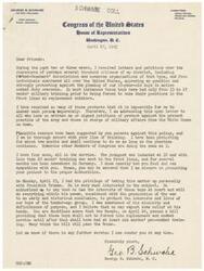 ["Representative George B. Schwabe received numerous letters and petitions from citizens protesting against the placement of 18-year-old boys in active combat duty overseas with minimal training. Schwabe sympathized with the parents and assured them he was protesting against the policy. He also met with President Truman to discuss the issue, who expressed interest in protecting the interests and lives of the young soldiers. The Senate passed a bill to delay combat service for these boys until they had at least six months of training. Schwabe received support and petitions from constituents, urging him to continue advocating for the issue."]