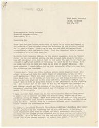 ["The document is addressed to Representative George Schwabe, thanking him for his efforts in extending the training period for 18 year old boys. The writer also questions the decision to not accept aid from Russia in the Japanese War and expresses concerns about the influence of the military on government decisions. The writer also mentions President Truman's stance on the draft legislation and expresses reservations about turning over control of the government to the Army and Navy."]