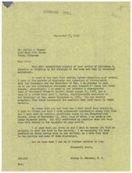 ["George B. Schwabe acknowledges receiving a letter from Philip J. Kramer regarding building up the strength of the Army and Navy through voluntary enlistment. Schwabe informs Kramer that he has taken up the issues of discharge and induction of 18-year-olds with the President and Secretary of War, and provides copies of relevant letters. Schwabe expresses his support for the boys in service and shares his personal stance on the matter. Kramer had suggested ceasing selective service or drafting, and Schwabe promises to assist further if needed."]