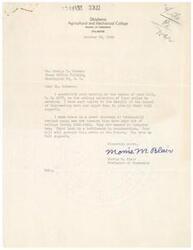 ["The document consists of a series of letters exchanged between George B. Schwabe, a member of the House of Representatives, and Morris M. Blair, a Professor of Economics at Oklahoma A. and M. College. The documents discuss various topics such as the discharge of women in the military after the war, the drafting of 18-year-olds into the Army, and a bill regarding college education for boys called to service. Schwabe expresses agreement with Blair's views and promises to support them. Blair urges for the rapid discharge of women in the military and opposes the drafting of 18-year-olds into the Army. Both parties are in agreement on these issues."]