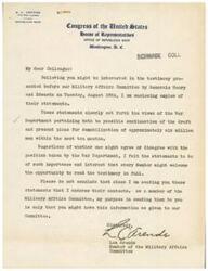["K.C. Arends, a Republican Whip in the 17th District of Illinois, sent copies of testimonies by Generals Henry and Edwards to colleagues regarding the War Department's plans for demobilization after World War II. The Army aimed to reduce its strength from 8,050,000 to 2,500,000 by July 1, 1946, with a focus on rapid discharge of military personnel and meeting occupational commitments. The eventual size of occupational forces was uncertain, but the Army planned to continue reducing in strength post-July 1, 1946."]