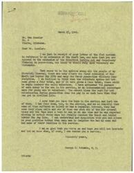 ["The document is a response to a man named Max Koesler who is opposed to the extension of the Draft Law and compulsory military training in peace-time. The writer, George B. Schwabe, acknowledges Keesler's opinion and suggests that the voluntary system should be given a fair trial before considering any extension of the draft. Schwabe also shares his own experience of having four sons in the service during the war, expressing sympathy for Keesler's loss of one of his sons. Schwabe emphasizes the importance of offering better pay to encourage voluntary enlistment in the military."]