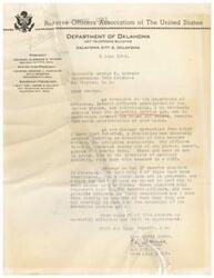 ["The President of the Department of Oklahoma for the Reserve Officers Association of The United States is urging Congressman George W. Schwabe to support the extension of the Selective Service Act without amendments. He highlights the importance of this measure for national security and mentions the support of Reserve officers in Oklahoma. The resolution passed at a recent convention also emphasizes the need for the extension of the Selective Service Act to fulfill military commitments and maintain peace."]