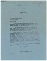 ["The document is a letter from George B. Schwabe, a Member of Congress, in response to a request from Jewell Russell Mann to support the Gurney Bill, S. 2303. Schwabe states that he has not yet had the opportunity to consider the bill, but assures Mann that he will give it serious consideration with the welfare of the country in mind. He thanks Mann for writing and expresses his good wishes."]