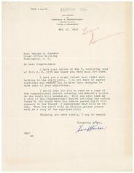 ["The sender is thanking Congressman Schwabe for sending a copy of Bill H.R. 5978 and requesting copies of the Congressional Record regarding the draft bill extension and approval. They also mention sending a night letter pertaining to the draft bill."]