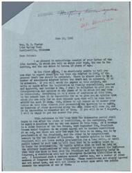 ["The sender, George B. Schwabe, responds to Mrs. M. E. Foster's inquiry about the status of boys who were drafted in 1945 after the Draft Law is extended. He explains that it is uncertain due to potential amendments and the timing of the six-month period after the end of hostilities. He assures Mrs. Foster that he will provide information once the situation is clearer. Mrs. Foster also expresses concerns about her sons' draft status and educational opportunities."]
