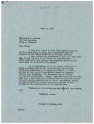 ["Miss Norma F. Wheaton is urging George B. Schwabe, M.C. to support the Gurney Bill, S. 2303, without any amendments. Schwabe responds that he will consider the bill with the welfare of the country in mind and may support amendments if necessary."]