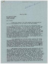 ["The document from Mr. Curtis F. Bryan expresses concerns about the military leadership and their lack of transparency with Congress. He is hesitant to fully support the Gurney Bill and is against universal military training. He believes the military is favoring the Selective Service Act over a voluntary system. In response, Mr. Schwabe appreciates the letter but is unclear about Mr. Bryan's views on the Gurney Bill. He emphasizes the importance of the bill in providing the necessary army for occupation policies and international negotiations for peace."]