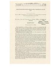 ["This text is a report from the Committee on Military Affairs regarding a bill to grant enlisted personnel of the armed forces terminal leave pay. The bill proposes that enlisted members be entitled to leave at a rate of two and a half days per month of active service during the war period. It also outlines provisions for lump-sum payments upon discharge, survivor benefits, and administration of the act. The bill aims to place enlisted personnel on the same basis as officers with regards to leave and payment for accumulated leave."]