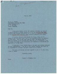 ["A letter from the President of the American War Dads, A.C. Futural, was sent to Congressman George B. Schwabe urging his support for the Service Life Insurance Bill recently passed by the House. Congressman Schwabe expressed his ongoing support for the organization and servicemen, stating that he will do what he can to fulfill their wishes. The document also included a quote from General MacArthur emphasizing the importance of taking care of returning servicemen."]