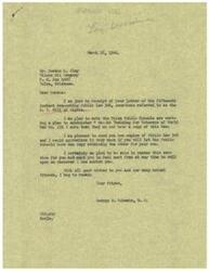["The document is from Horace B. Clay of Wilcox Oil Company to George B. Schwabe, requesting a copy of Public Law 346, also known as the G. I. Bill of Rights, which provides for on-job training for veterans of World War II. Schwabe responds by sending two copies of the law, one for the Tulsa Public Schools and one for Clay. Schwabe offers further assistance and expresses goodwill towards Clay and their mutual friends."]