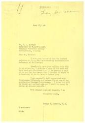 ["The document consists of two letters, one from George B. Schwabe, a congressman, to H.H. Kavaler regarding his support for H.R. 2827 introduced by Representative McDonough of California. The second letter is from H.H. Kavaler to George B. Schwabe urging his support for the bill, highlighting the critical shortage of engineering and scientific personnel in the United States. Schwabe expresses his personal support for the bill and offers his assistance."]