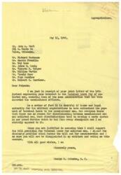 ["The document is a letter from Congressman George B. Schwabe to a group of ex-GI's from Tulsa, Oklahoma, expressing his support for the Terminal Leave Bill for enlisted men. He reassures them that he signed a discharge petition to force the bill out for consideration and that he will support it. Schwabe also criticizes the discrimination between commissioned officers and enlisted men, stating that such distinctions create a caste system in the Armed Services, which he is strictly opposed to."]