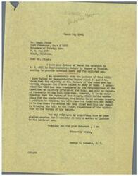 ["Mr. Schwabe received a letter from Mr. Utter regarding a bill seeking terminal leave pay for enlisted men. Schwabe supports the bill and has spoken to Representative Rogers about it. Despite opposition from the Bureau of the Budget, Schwabe is confident that the bill will be brought to the House floor for consideration. Mr. Utter and the Veterans of Foreign Wars group are urging Schwabe to support the bill, as they believe it is a matter of justice for enlisted men."]