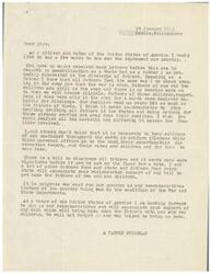 ["The document is written by a father who is serving in the army overseas, expressing his concern about the demobilization process. He argues that fathers with one or two children should also be considered for discharge, not just fathers with three children. He believes it is unfair for fathers to be kept away from their families while their personal affairs suffer. The father urges for support of a bill that would bring home fathers with one or two children, and emphasizes the importance of Congress representing the needs of the people."]