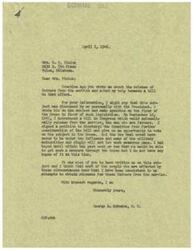 ["Mrs. Pinion wrote to George B. Schwabe asking for help with a bill to release fathers from the armed forces. Schwabe had personally discussed the issue with the President, introduced a bill in Congress, and tried to push it through the House, but was unsuccessful due to opposition. Schwabe thanked Mrs. Pinion for her support and acknowledged her efforts in advocating for the release of fathers from the service."]