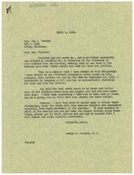 ["Mrs. Joe G. Thurber wrote to Congressman George B. Schwabe requesting assistance in getting her husband, who has been in the service for more than twenty months and has two children, discharged. Schwabe has been working diligently to pass a bill for the automatic discharge of such men, but has faced opposition. He has been able to help some individuals with extreme hardship situations obtain their discharge and offers to assist Mrs. Thurber if she can provide evidence of such hardship."]
