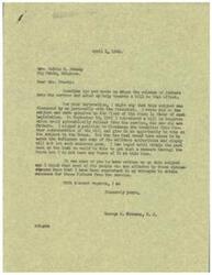 ["Mrs. Hattie Freebie wrote to Representative  George Schwabe about a bill to release fathers from the military service. Schwabe had personally discussed the issue with the President, wrote to him about it, and introduced a bill in Congress. Despite his efforts, the bill did not pass due to opposition from the military authorities. Mrs. Freebie appealed to Schwabe to vote for the bill to reunite families and keep homes sacred. Schwabe expressed his consistent support for releasing fathers from the service."]
