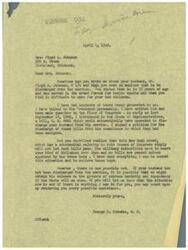 ["Mrs. Floyd A. Johnson wrote to Representative George B. Schwabe requesting assistance in getting her husband, who has served in the Navy for twelve months, discharged from the service due to difficulties in caring for their two children. Schwabe explains that he has tried to pass legislation to help such cases but has faced challenges. He suggests the possibility of obtaining her husband's release on the grounds of extreme hardship and dependency, and offers to assist in any way he can."]
