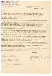 ["John Filchner, a member of the 1395th Engineer Construction Battalion stationed in San Francisco, California, is writing a letter expressing concern about reports that eligible discharge men will be detained overseas for three months. He believes this move is unnecessary and unfair, especially after being promised release by March 1946. Filchner requests his representative in Congress to expedite their return home."]