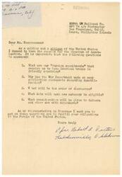 ["A soldier stationed in the Philippine Islands is demanding answers from his congressman about the reasons for the slowdown of demobilization and has outlined specific questions regarding foreign commitments, conflicting statements, order of discharges, eligibility dates, and consideration for fathers and men with dependents. He expects his congressman to act on these questions and fulfill his obligations to the people of the United States."]