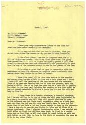 ["The document is a response to a complaint about the lack of support for veterans. The writer explains that he is not in favor of legislation that allows exploitation of veterans, and believes in free enterprise as a solution to the housing shortage. He also criticizes the O.P.A. for causing shortages of critical materials. The writer emphasizes the importance of providing opportunities for veterans rather than handouts. He also addresses the issue of shirt shortages caused by the O.P.A. and defends his efforts to support veterans in Congress."]