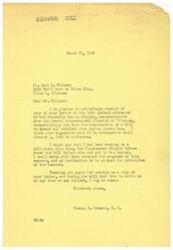 ["The document consists of two letters, one from Mr. Schwabe to Mr. Willson acknowledging receipt of his letter congratulating Congressman Stigler on introducing a bill to exempt soldiers from income tax, and expressing support for the measure. The second letter is from Mr. Willson to Congressman Stigler congratulating him on the bill and urging for a retroactive provision to January 1, 1944. Both letters express strong support for the bill and the importance of exempting soldier pay from income tax."]