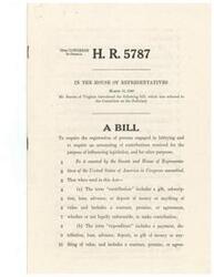 ["The document is a bill introduced in the 79th Congress, 2nd session, requiring the registration of persons engaged in lobbying and an accounting of contributions received for influencing legislation. It outlines definitions of terms, reporting requirements, and the application of the Act to various entities. It also specifies the verification and filing process for statements required by the Act."]