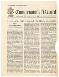 ["In a speech in Congress, Honorable  George B. Schwabe of Oklahoma criticizes the OPA for causing housing shortages, production limitations, and black marketing. He argues that OPA regulations have led to inflated prices and inferior merchandise. He also discusses the influence of pressure groups in Washington and the desire of manufacturers for price controls to be released. Schwabe highlights the frustration and desperation of citizens due to bureaucratic controls and calls for OPA to be abolished."]