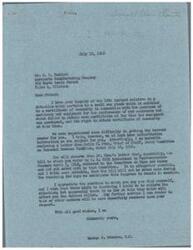 ["The document is from Mr. R.E. Radford to George B. Schwabe, requesting information about a bill that would allow small war plants to obtain Certificates of Necessity for the purchase of machinery and equipment for war contracts. Radford explains that his business failed to obtain these certificates, resulting in financial difficulties. Schwabe responds, indicating that the bill has not been acted upon and may not pass before the end of the congressional session. Colin F. Stam also provides information on the bill and the lack of action taken by the Committee on Ways and Means. Ultimately, Radford urges Schwabe to use his influence to pass the bill to provide relief for small war plants like his."]