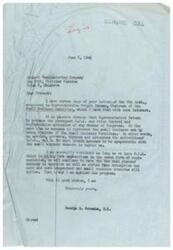 ["George B. Schwabe, a member of Congress, expresses his disagreement with Representative Wright Patman's support of the Office of Price Administration (O.P.A.) and price control, believing it hinders small businesses. He questions Patman's advocacy for small business while supporting O.P.A. Schwabe also mentions concerns about the impact of O.P.A. on free enterprise and independent businesses. He ends the letter with well wishes. The document from Deckard Manufacturing Company to Patman requests relief from O.P.A. regulations on equipment pricing, citing concerns about the effectiveness of a blanket 10% increase and unfair advantages given to larger manufacturers. The company asks for further guidance on obtaining price relief."]