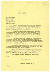 ["The document is a letter from Congressman George B. Schwabe to Mr. Lloyd DeVoe, thanking him for submitting his views on various issues through Ballot No. 129. Schwabe appreciates the input and acknowledges that some measures may not be voted on by Congress due to the Administration's control. Schwabe encourages DeVoe to continue providing his views on live issues."]