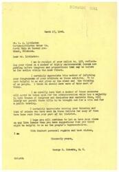 ["The document is a letter from Congressman George B. Schwabe to Mr. C. A. Littleton, thanking him for sending in his views on various issues pending before Congress. Schwabe expresses appreciation for receiving input from constituents and mentions that he believes some measures may not be voted upon due to the administration's control. Littleton sent in Ballot No. 129 with his opinions on the issues."]
