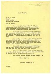 ["Mr. R.K. Carman sent a ballot with his views on various issues to Congressman George B. Schwabe. Schwabe appreciates the input and mentions that some measures may not be voted on due to the majority held by the Administration. He encourages Carman to continue providing his views on live issues. Schwabe also mentions that many other ballots have been sent from Carman's part of the District."]