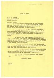 ["The document is a letter from a constituent to their Congressman regarding their views on various issues pending before Congress. The constituent appreciates the opportunity to share their opinions and hopes for more communication of this kind. The Congressman acknowledges the constituent's input and expresses gratitude for their views. The Congressman also mentions that some measures may not be voted on due to the majority control of the Administration. The constituent also makes suggestions for future issues."]