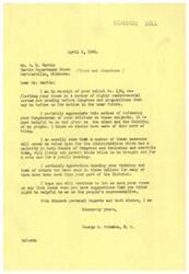["The document is a letter from George B. Schwabe, a Congressman, to Mr. W. E. Martin, thanking him for sending in his views on various pending issues before Congress. Schwabe appreciates the input and mentions that some of the measures may not be voted upon due to the Administration's control. Schwabe encourages Martin to continue sending in his views on live issues. The document also includes Martin's ballot with his opinions on the measures listed."]
