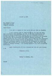["The document is a letter from George B. Schwabe, M.C. to Mr. Ralph H. Stone thanking him for his ballot opposing socialistic and communistic measures, particularly National Housing proposals. Schwabe expresses his belief that there is too much government involvement in business and not enough business involvement in government, and he is against planned economy. Schwabe appreciates Stone's interest and opposition to un-American activities."]
