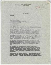 ["The Ozark Chemical Company is writing to Senator Claude Pepper expressing concerns about H.R. 3756, a bill regarding patent rights. They are worried about the lack of protection for patent owners against unfair competition and government interference. They believe the bill is a step towards confiscating private property and are against any legislation that undermines the rights of inventors and small businesses. They emphasize the importance of protecting patent rights as private property and promoting inventive genius for the prosperity of the country."]