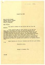 ["The document is a letter from Congressman George B. Schwabe expressing gratitude for receiving feedback from constituents on various issues, including opposition to socialistic and communistic measures and the OPA. The document expresses the belief that there is too much government involvement in business and not enough business involvement in government. The document also mentions the need for action in OPA and thanks the recipient for their interest."]