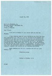 ["The document is from George B. Schwabe, a congressman, thanking the recipient for their ballot opposing socialistic and communistic measures, specifically the O.P.A. Schwabe expresses his belief that there is too much government involvement in business and not enough business involvement in government. The recipient's ballot includes their opinions on various measures, with some marked for and against. Schwabe appreciates the recipient's interest and support."]