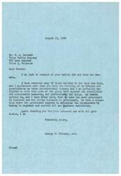 ["The document is from George B. Schwabe, a Congressman, thanking Mr. M.A. Cammack for his ballot on various issues, including the OPA and government involvement in business. Schwabe mentions his opposition to socialistic and communistic measures and expresses the belief that there is too much government involvement in business. Cammack's ballot shows his support for eliminating the OPA and other measures."]