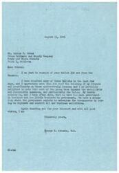 ["The document from George B. Schwabe expresses gratitude for receiving a ballot expressing opposition to socialistic and communistic measures, particularly the O.P.A. Schwabe believes there is too much government involvement in business and not enough business involvement in government. The document also includes the opinions of the sender on various measures, with a suggestion to eliminate O.P.A. as it hinders production."]