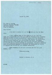 ["George B. Schwabe, a congressman, received a ballot from John W. Presley expressing opposition to socialistic and communistic measures, particularly the O.P.A. Schwabe agrees with this sentiment, stating that there is too much government involvement in business and not enough business involvement in government. He thanks Presley for his interest and support."]