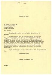 ["The document is a letter from Congressman George B. Schwabe in response to receiving multiple ballots from constituents regarding various measures, including the OPA and communism. The majority of constituents oppose socialist and communist measures. The document expresses the opinion that there is too much government involvement in business. The document also includes opinions and suggestions from individual constituents on the measures."]