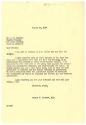 ["The document from George B. Schwabe, M.C. thanks Mr. J.O. Cheairs for sending a ballot expressing opinions on various issues, including the O.P.A. and socialist measures. Schwabe expresses his belief that there is too much government involvement in business and not enough business involvement in government. He appreciates the input from constituents and friends on these controversial issues."]