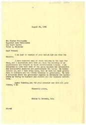 ["The document is a letter from George B. Schwabe, a congressman, thanking Mr. Pierce Winningham for sending him a ballot expressing views on various issues. Schwabe expresses his opposition to communist and socialist measures, and particularly the O.P.A. He believes there is too much government involvement in business. The document also includes a ballot with opinions on specific measures and suggestions."]