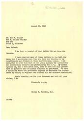 ["The document is a letter from Congressman George B. Schwabe thanking Mr. Ben F. Kelley for his ballot on various issues, expressing opposition to communism and socialism, and advocating for less government involvement in business. The document also includes a list of measures and opinions from another individual, Denny Kiley."]